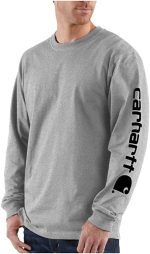 Carhartt Men's Loose Fit Heavyweight Long Logo Sleeve Graphic T-Shirt - Image 2